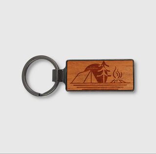 campsite key chain made of wood