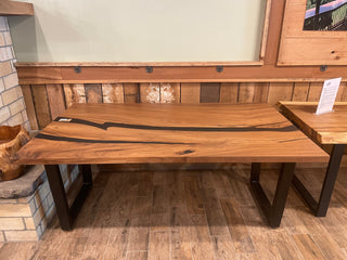 Monkey Pod 6' Black Epoxy Dining Table