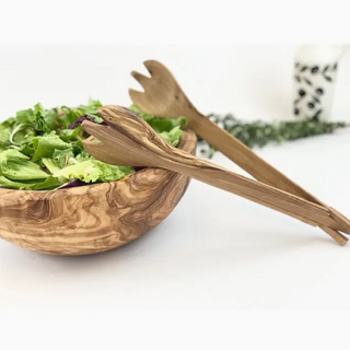 Olive wood salad tongs