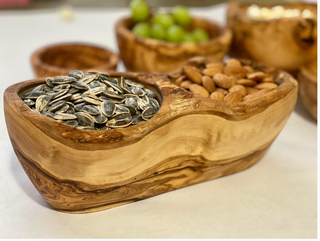 Rustic olive wood nut bowls