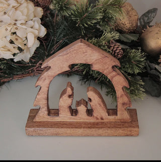 Mango Wood Tabletop Nativity
