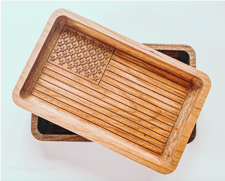 Hardwood American Flag Catchall Tray - Natural