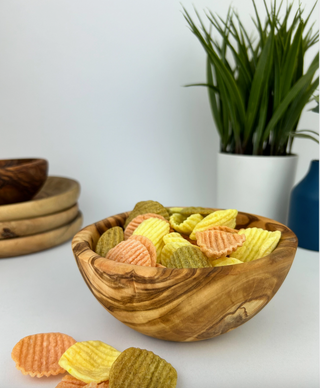 small olive wood snack bowl
