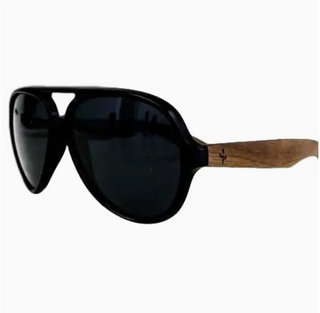Walnut Aviator Sunglasses - Black