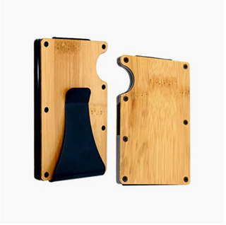 Minimalist Wallet with Money Clip - Bamboo Wood