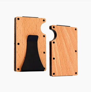 Minimalist Wallet with Money Clip - Cherry Wood