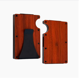 Minimalist Wallet with Money Clip - Rose Wood