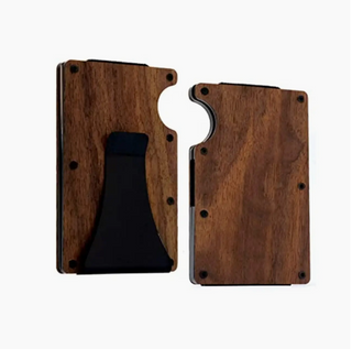 Minimalist Wallet with Money Clip - Walnut Wood