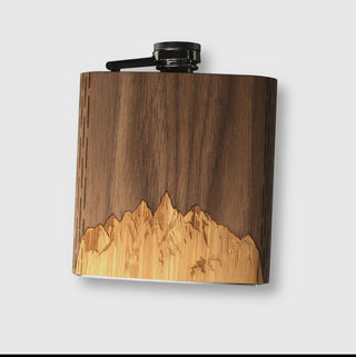 Wooden Mountain Flask Dark with light mountain inlay