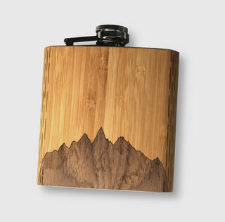 Wooden Flask with Mountain inlay
